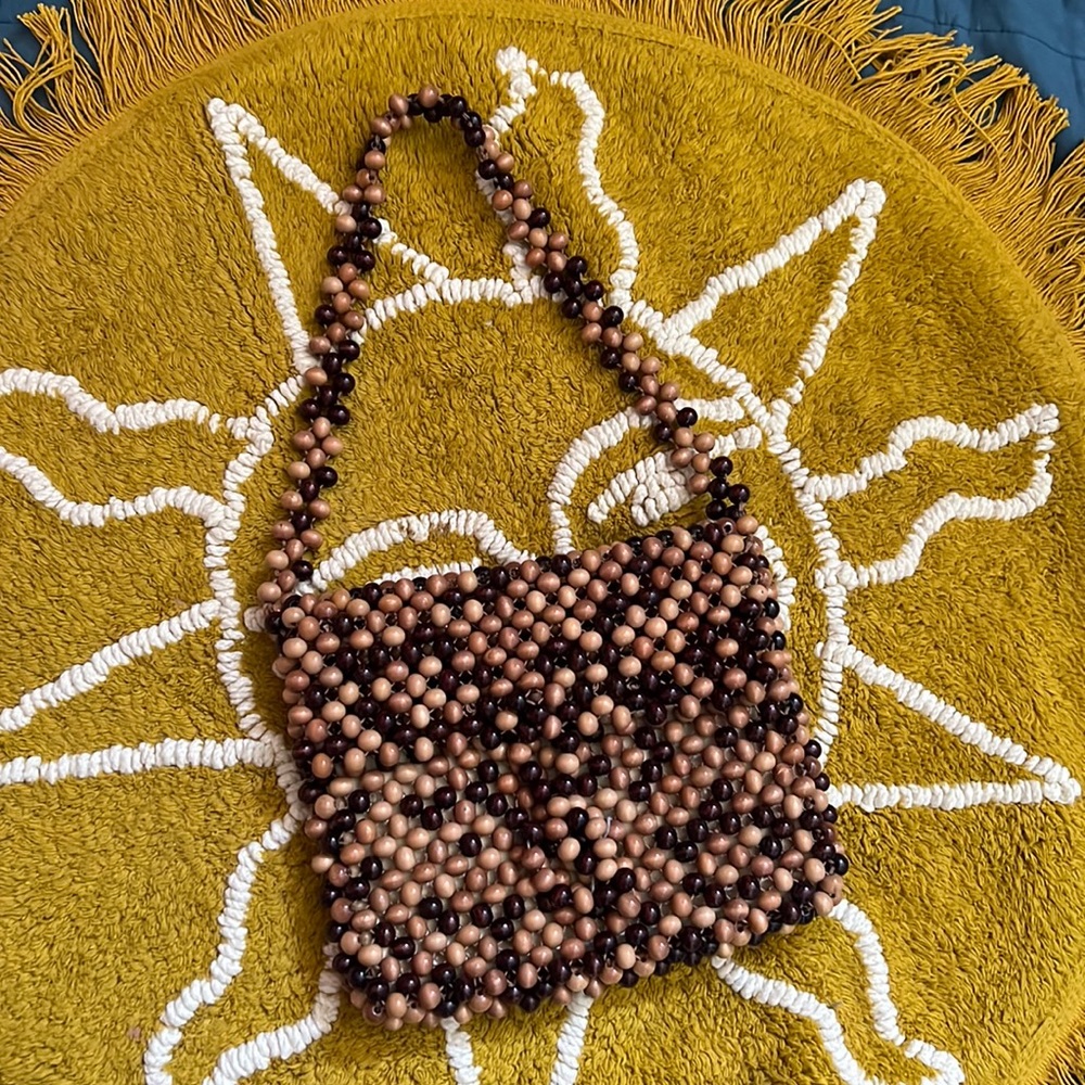 Vintage Wooden Beaded Handbag
